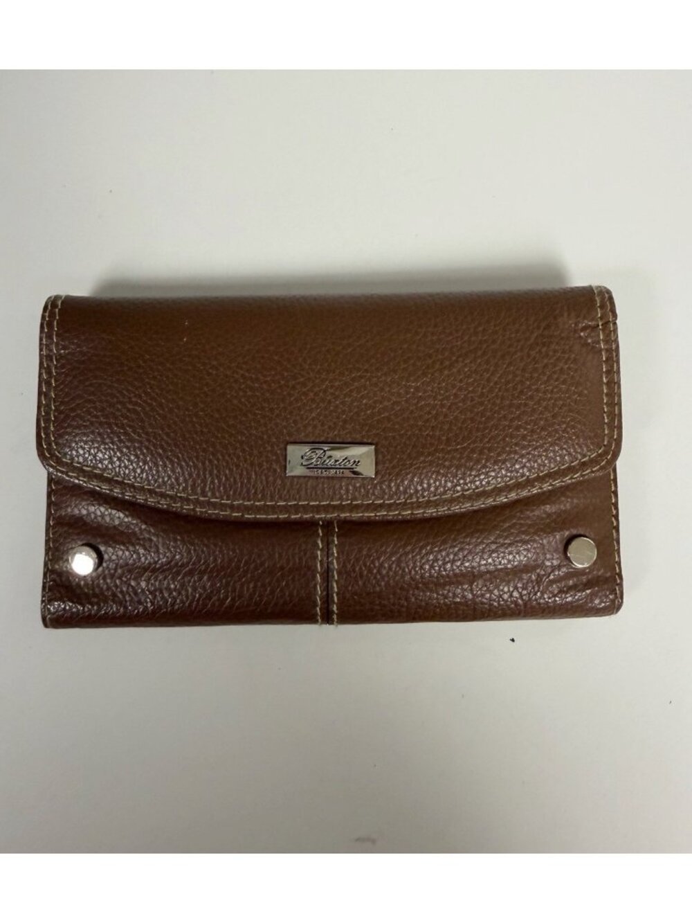 BUXTON Brown genuine leather checkbook Credit Card wallet